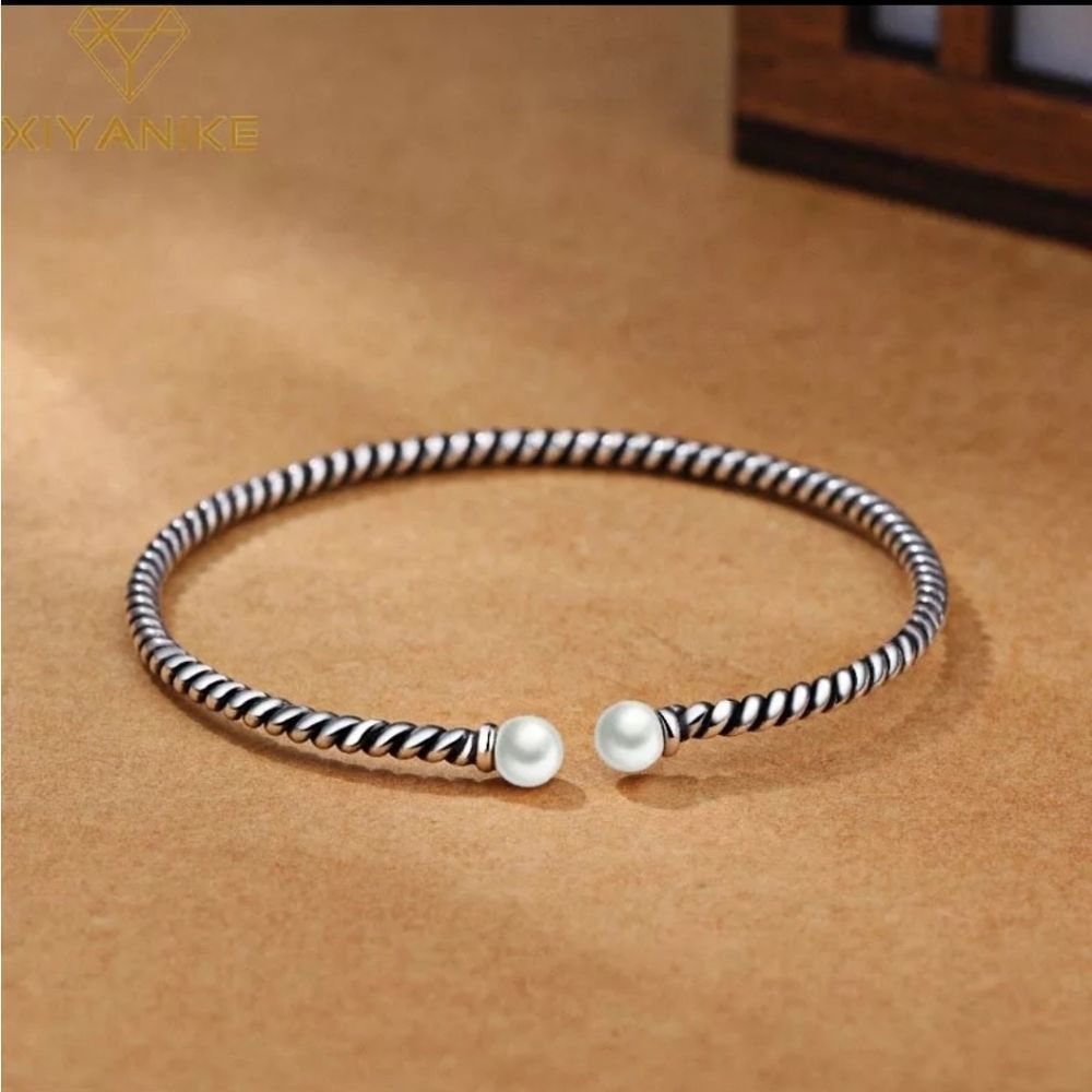Beautiful Dainty 925 SS Pearl Bracelet